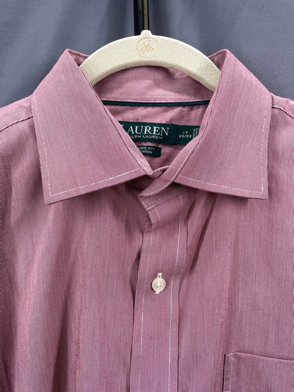Lauren Ralph Lauren Pink Stripe Dress Shirt 17 32/33 — Professional Classic NWT - Picture 4 of 9
